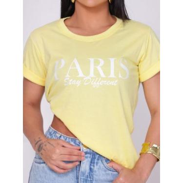 Imagem de Camiseta Streetwear Feminina Paris T-Shirt - LENIS SOUZA, Amarelo, GG
