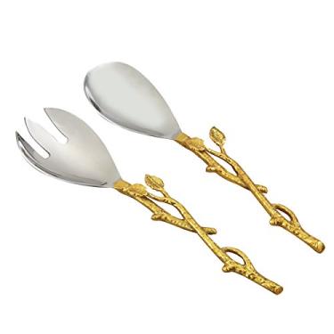 Imagem de Elegance Conjunto de servir salada Golden Vide, 30,48 cm (12 polegadas), dourado prateado