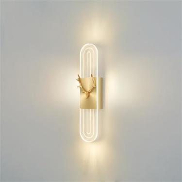 Imagem de Luminária de parede LED interna moderna, arandela de veado, minimalismo, acrílico, luzes de parede, douradas, para decoração de quarto, iluminação de parede, luminária de sala de estar, quar