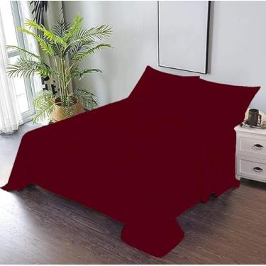 Imagem de Lençol de cima luxuoso macio 800 fios 100% algodão egípcio 1 peça - tamanho grande King Plus Size (304,8 cm x 304,8 cm) - Borgonha Sólido