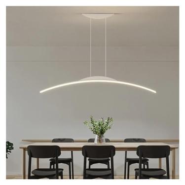 Imagem de Lustre LED moderno compatível com sala de jantar, cozinha, bar, sala de estar, quarto, luminária pendente de teto, design simples preto, luminária de lustre