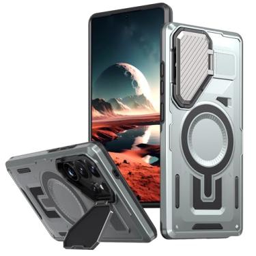 Imagem de Capa para Samsung S23 Plus com suporte magnético giratório e proteção com suporte (para Samsung S23 Plus/cinza)