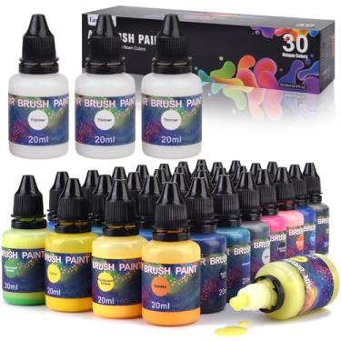 Imagem de Gocheer Tinta para aerógrafo - 30 cores com 3 mais finas, conjunto de tinta para aerografia pronta para pulverizar, tintas acrílicas à base de água para metal, modelos de plástico, tela, madeira - 33