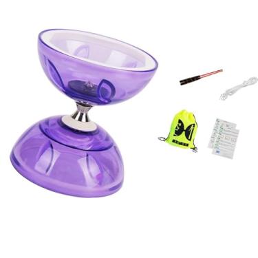Imagem de YIJU Conjunto Diabolo Chinês Profissional Prático Clássico Versátil Brinquedo de Malabarismo Triplo Rolamento para Crianças Iniciantes Palco Parque, S Purple