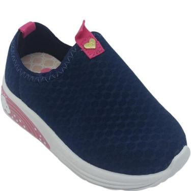 Imagem de Tênis Molekinha Menina Infantil Lycra Favo com Sola Pisca-Pisca, Marin