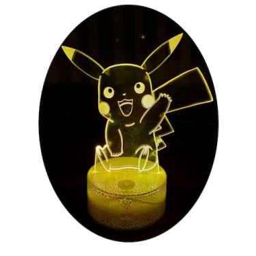 Imagem de Lâmpada Pikachu 3D Illusion com sensor de toque LED de 7 cores - Light