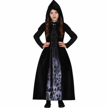 Imagem de Fantasia Halloween Infantil pra Meninas Vestido Bruxa Medieval Gótico 
