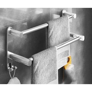 Imagem de Toalheiro para montagem na parede Toalheiro duplo toalheiro banheiro banheiro toalheiros de aço inoxidável parede de chuveiro
