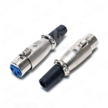 Imagem de Kit 2 Plugs Conector Xlr Canon Macho E Femea Microfone Dmx - MXT