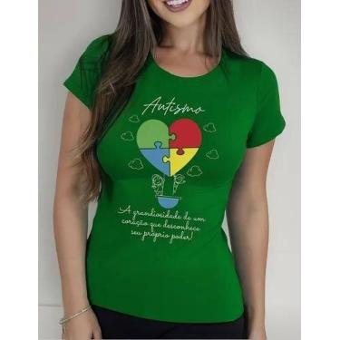 Imagem de Camiseta Camisa Algodão Feminina Masculina Adulto Campanha Abril Azul 