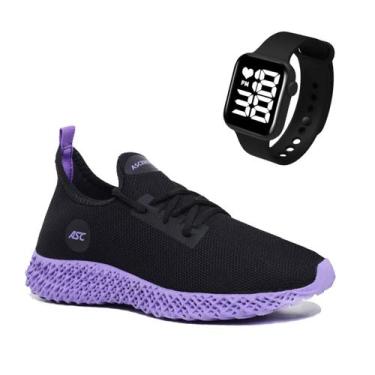 Imagem de Tenis Feminino Cross Esport Treino Leve Enerzy Com Relogio Quadrado - 