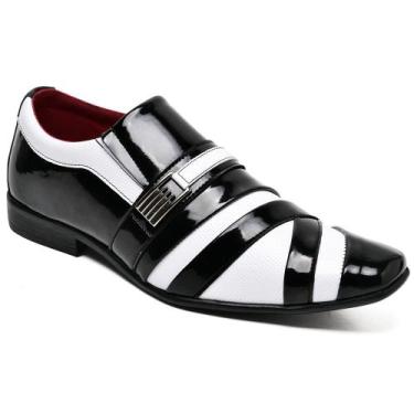 Imagem de Sapato Social Confortável Masculino Amsterdã Preto e Fit Branco Vogado