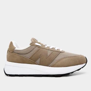 Imagem de Tênis New Balance 370v1 Unissex, Marrom claro, Branco, 41
