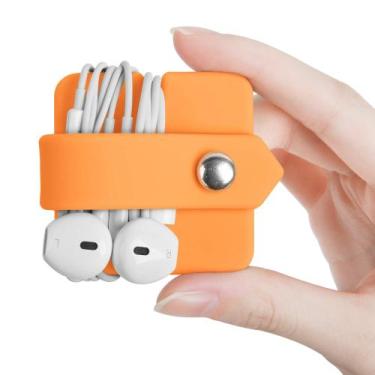 Imagem de Cord Organizer ElfrHino: suporte para fone de ouvido, laranja de silic