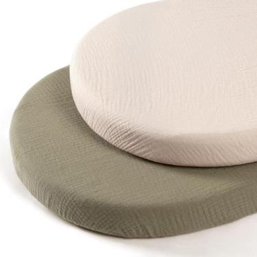Imagem de Lençóis de berço lulumoon Baby Muslin Cotton ajustados 33x43x10cm