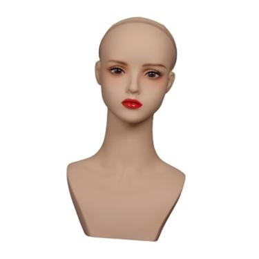 Imagem de harayaa Cabeça de manequim feminina em PVC, busto, peruca profissional, suporte de exposição, manequim para brincos, óculos, apliques de cabelo para loja de