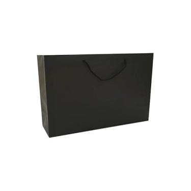 Imagem de Sacola de Papel Colorida 21x32x10cm, Papel Resistente para Lojas, Presentes, Eventos e Embalagens Comerciais 10 unidades(Preta)