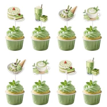 Imagem de Matcha Theme Cupcake Toppers 24pcs for Girls Women Matcha Dessert Party Decors Green Tea Birthday Cake Decor Dessert Afternoon Tea Bakery Bridal Shower Bachelorette Bride To Be Party Supplies