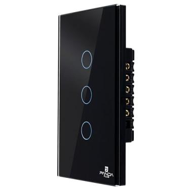 Imagem de Interruptor Inteligente Touch 1,2,3 e 6 Botões Teclas 4x2 e 4x4 Alexa Google Wifi App Tuya Pandaplus Controle de Voz Automação Bivolt (Preto 3 Botões)