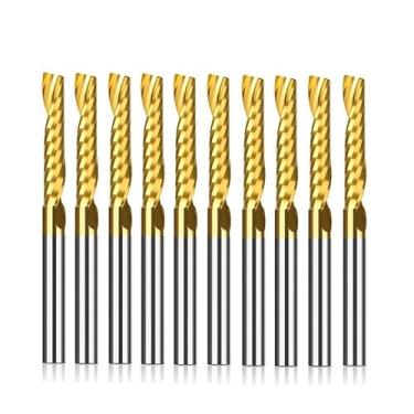 Imagem de WZFC 10 peças, fresa de ponta de canal único, corte de fresa de haste de 1/8 polegada, 3,175 x 1,5 x 6 mm