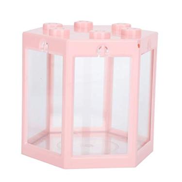 Imagem de YOUTHINK Crianças Peixes Leves Mini Tanque de Peixes Hexágono Plástico Pequeno Aquário para Betta e Dourados 4.7in Portátil Decoração para Casa (Rosa)