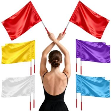 Imagem de 10 bandeiras de adoração para igreja de dança 50 x 68 cm bandeiras de louvor com 2 mastros telescópicos para prática ao ar livre em equipe, serviços religiosos