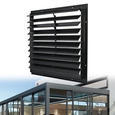 Imagem de YAGEANNL Ventilação automática de veneziana por gravidade de 45,7 cm, venezianas de escape de alumínio para janelas externas, sótãos domésticos, ventilação de estufa