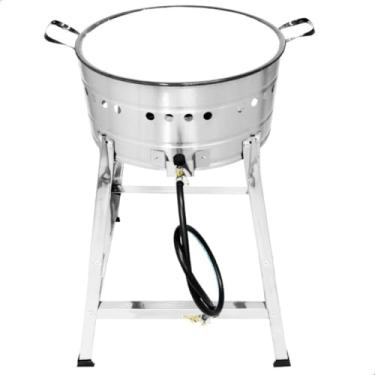 Imagem de Fritadeira A Gás 7 Litros Inox Fritador Pasteleiro Tacho Nº16 Pastel Batata Salgado Fritura em Geral