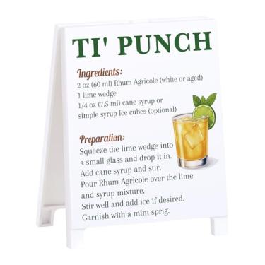 Imagem de Ti' Punch Recipe Decoração de bar rústico para casa café fazenda placa de coquetel para cozinha bar carrinho acessórios mixologia presente de Natal para bartender homens mulheres novo casal - 14 x 11