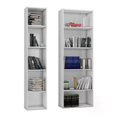 Imagem de Kit 2 Estantes Livreiro Janaina E Luiza Branco Branco - QMOVI