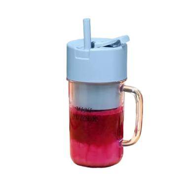 Imagem de Copo Caneca Liquidificador Mini Juicer 420ml Com 6 Laminas Tampa E Canudo Recarregavel Portatil Processador De Alimentos Blender(azul 2 peça)