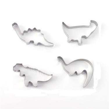 Imagem de Cortador de biscoito gato dinossauro aço inoxidável para almoço bento sanduíche frutas legumes, fondant, queijo, preparação de alimentos