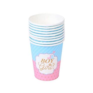 Imagem de Conjunto de talheres Blue Girls copo descartável decoração de casa banner chá de bebê caneca revelação de gênero copos de papel (copo 16 peças)