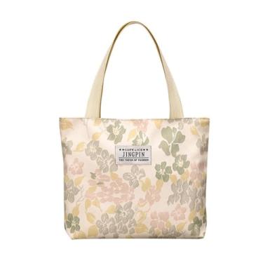 Imagem de Bolsa de mão casual com estampa de flores com zíper e estampa prática feminina rosa damasco