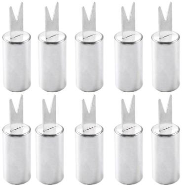 Imagem de 10 peças de garfo duplo de cozinha para festa em casa, portátil, prata, garfos de espiga de milho, acessórios para churrasco, suportes de espetos de churrasco (prata, 10 peças, prata)