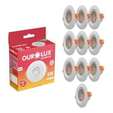 Imagem de Kit 10 Spot Led Smd 5w Dicróica Direcionável Redondo (Branco Quente)