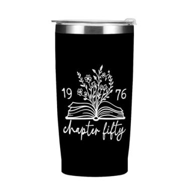 Imagem de Copo Chapter 50 1976 para pais amantes de livros avós amigos, presentes de aniversário de 50 anos para ele, decorações de aniversário de 50 anos, copos de Natal, caneca de café isolada de 590 ml, copo