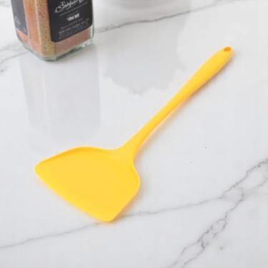 Imagem de Generic Espátula de cozinha, cobertura total, pá, 84 g, lavável na lava-louças, silicone amarelo 32,5 x 10 cm