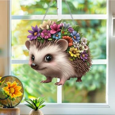 Imagem de Acrílico colorido, apanhador de sol, decoração de janela suspensa de ouriço, arte de parede de arco-íris, para sala de estar, quarto, varanda, interior e exterior, jardim, enfeites de Natal 19 x 19 cm