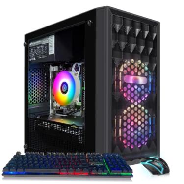 Imagem de STGAubron Computador desktop para jogos, Intel Core i7 8ª geração até 4,1GHz, Radeon RX 590 8G, 16G DDR4, 512G SSD, WiFi 6 e BT 5.2, ventilador RGB x2, Windows 11 Home