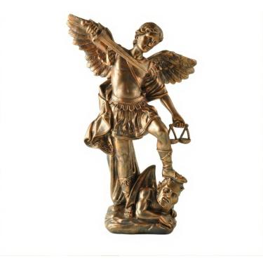 Imagem de Estátua do Arcanjo Miguel em resina de 29 cm de altura com base