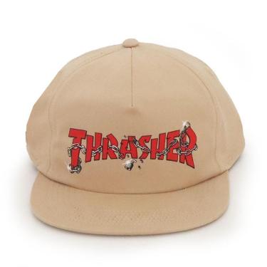 Imagem de Boné Thrasher Magazine Desconstruido Snapback Chains - Bege (Aba dura)-Unissex