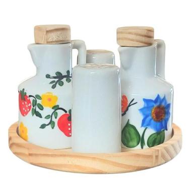 Imagem de Kit Galheteiro 5 Peças - Porcelana Decorada de Alta Qualidade - Antilo