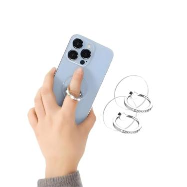 Imagem de Pacote com 2 anéis transparentes transparentes para iPhone Samsung Galaxy, suporte de anel de dedo para capas de smartphones e tablets, transparente