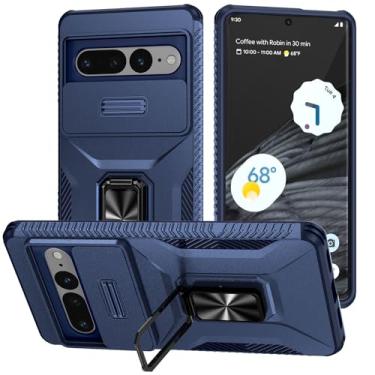 Imagem de Capa para Pixel 7 Pro, com capa de lente de câmera deslizante, protetor de tela HD, suporte de anel giratório de 360°, capa protetora à prova de choque de grau militar AYMECL para Google Pixel 7 Pro