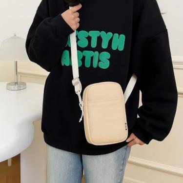 Imagem de Bolsa tiracolo moderna para mulheres – Bolsa de ombro quadrada pequena casual simples com fecho de zíper, Caqui, Medium, Mochila casual