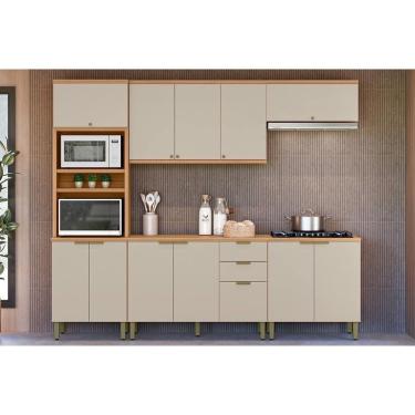 Imagem de Kit De Cozinha Completa 5 Peças Selene (2aéreos+2balcões+1paneleiro) Cp04 Jequitiba-off White Fosco - Linea Brasil