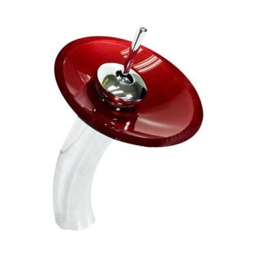 Imagem de Torneira Monocomando de Vidro Redonda Alta - Ibiza - EKASA, Vermelho F