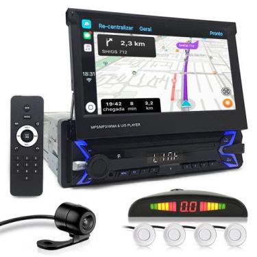 Imagem de Kit Multimídia Tela Retrátil + Câmera Ré + Sensor Ré Branco Fiesta 201