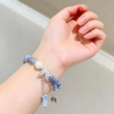 Imagem de Pulseira elástica feminina moderna de cristal de bambu pulseiras de borboleta hipoalergênicas acessórios de moda joias presentes, One Size, liga metálica, Sem Pedra Preciosa